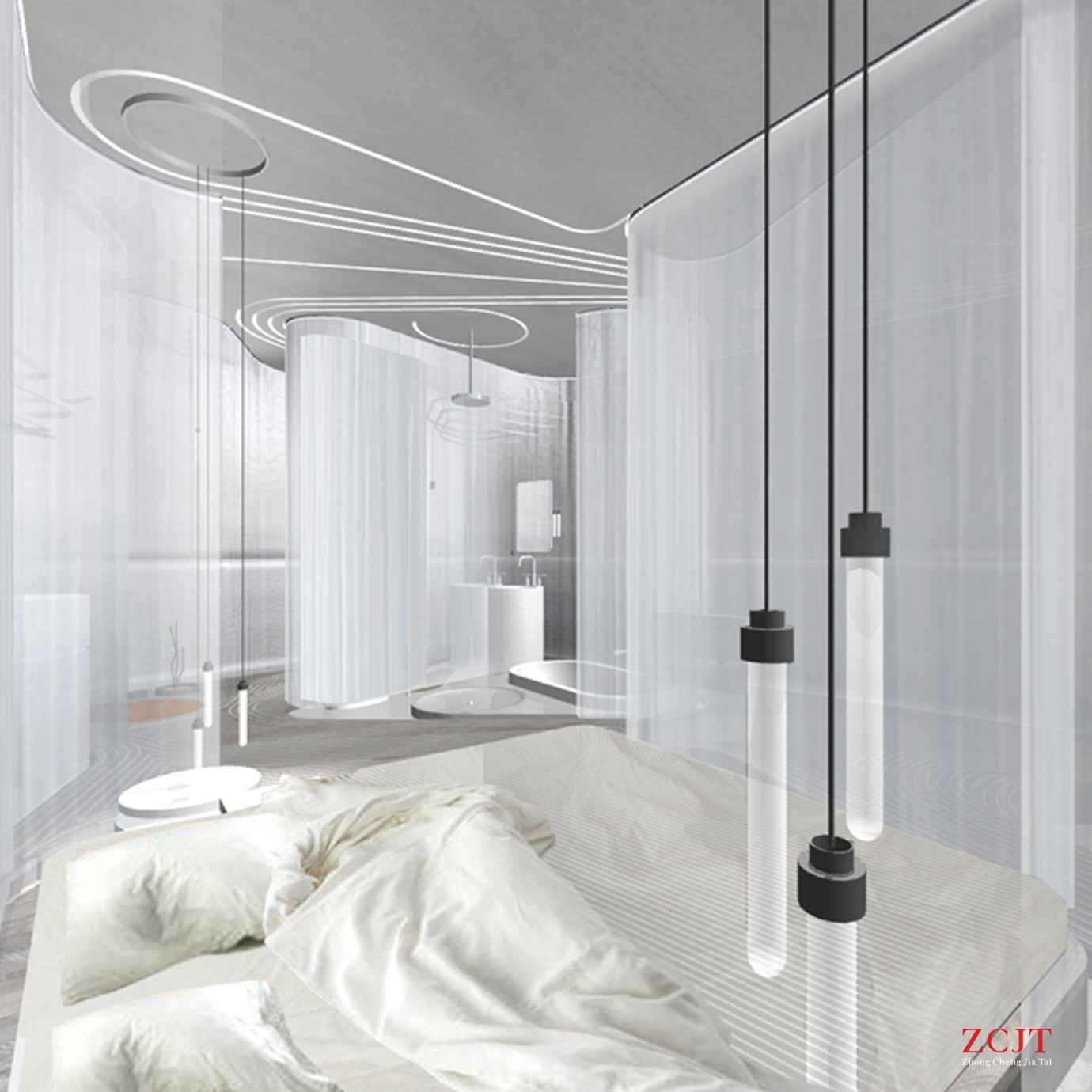 白色室内空间设计时尚感与科技感空间